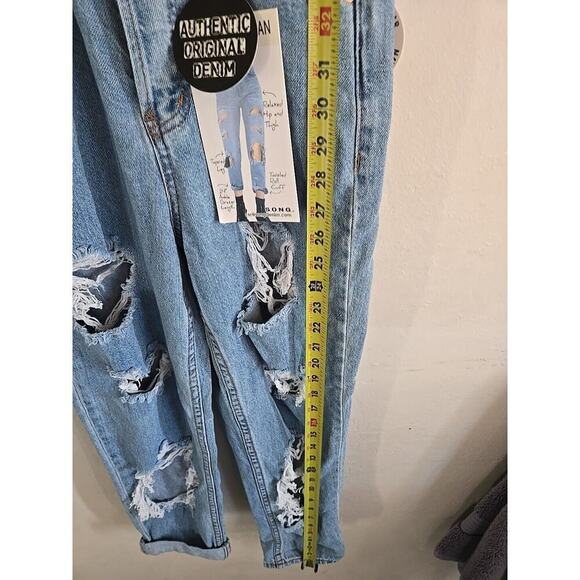 SONG Classic Mom Blue Jeans with Holes size 5,27 24 inseam - Picture 10 of 12